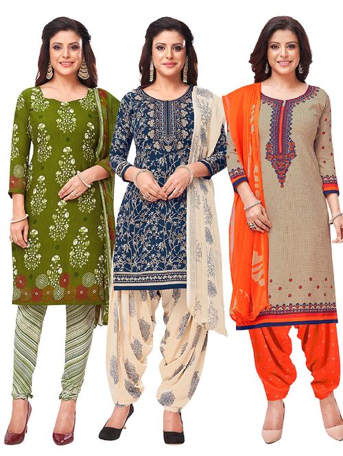 multi colored synthetic unstitched suit - 18349036 - Very Small Image - 1