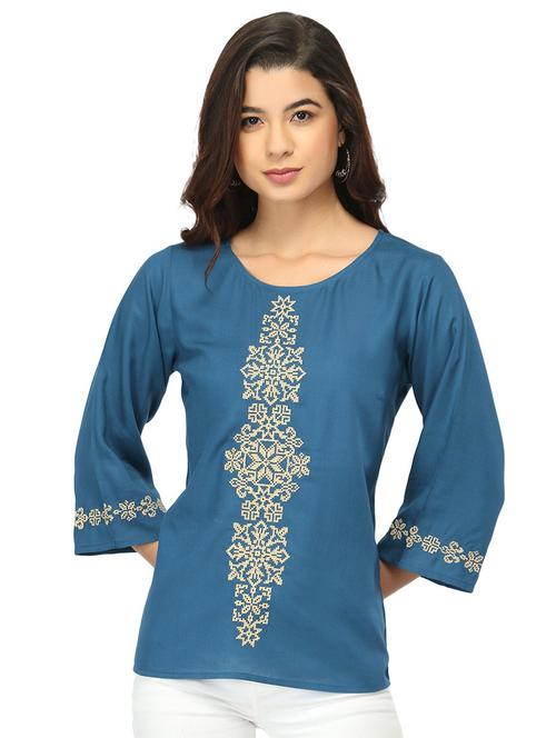 round neck printed top - 18349232 - Very Small Image - 1