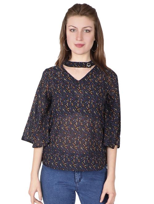 choker neck printed top - 18349315 - Very Small Image - 1