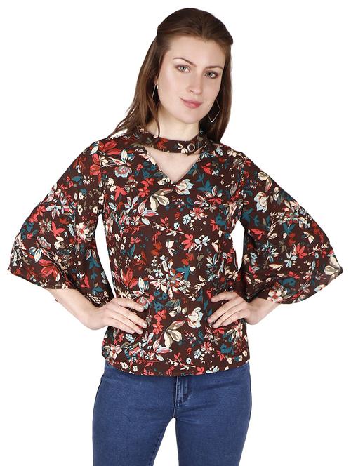 choker neck printed top - 18349337 - Very Small Image - 1