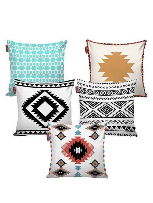 aerohaven set of 5 designer decorative throw pillow/cushion covers - cc142 - (16 inch x 16 inch, multicolour) - 18349396 - Very Small Image - 1