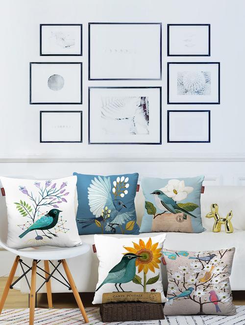 aerohaven set of 5 designer decorative throw pillow/cushion covers - cc139 - (12 inch x 12 inch, multicolour) - 18349406 - Very Small Image - 1