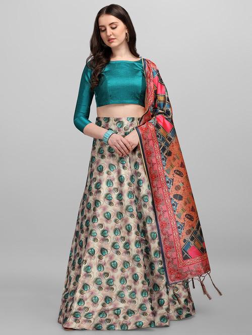 multi colored satin flared lehenga - 18351239 - Very Small Image - 1