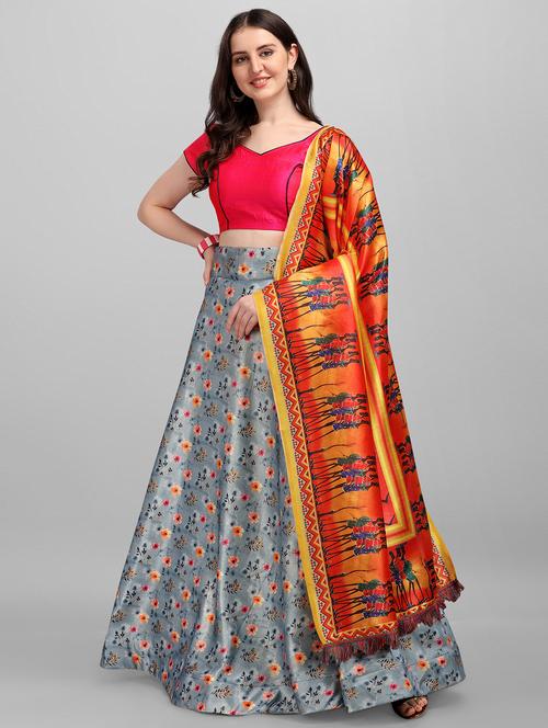 multi colored satin flared lehenga - 18351241 - Very Small Image - 1