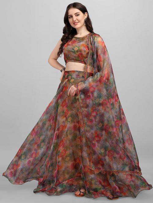 multi colored flared semi stitched lehenga - 18351247 - Very Small Image - 1