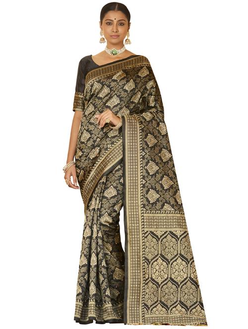 black art silk saree with blouse - 18351381 - Very Small Image - 1