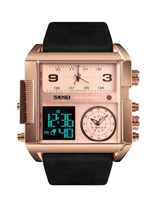 skmei 1391 original large dial analog digital 3 time luxury quartz square dial watch for men - 18351633 - Very Small Image - 1