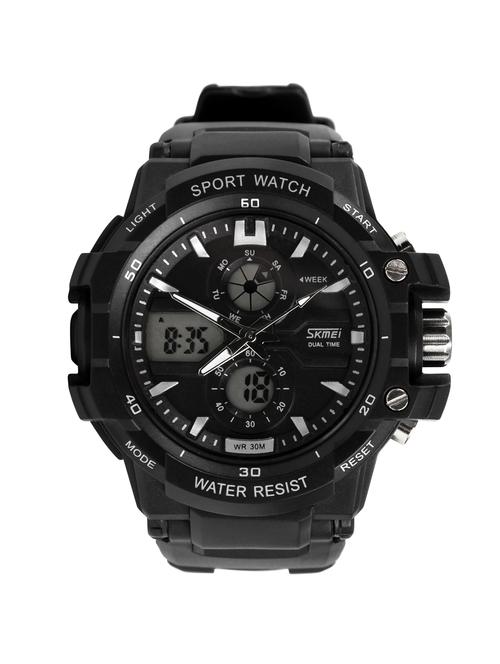 skmei 990 black stylist looking analog with digital sport watch - 18351634 - Very Small Image - 1