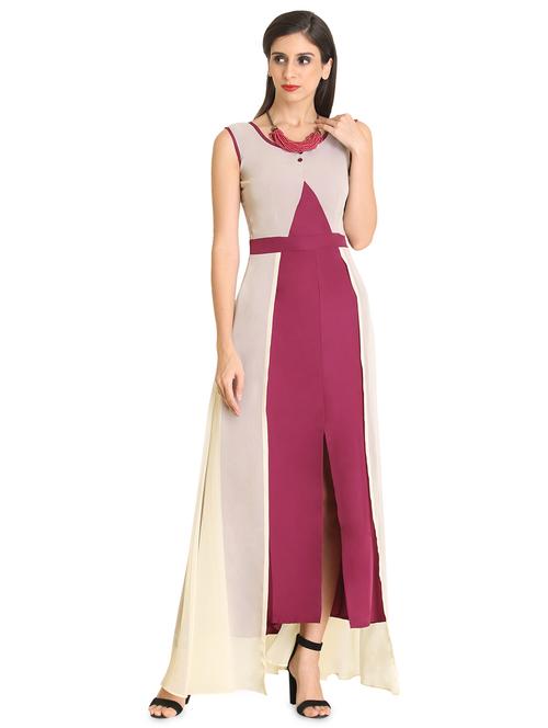 round neck solid a-line dress - 18351671 - Very Small Image - 1