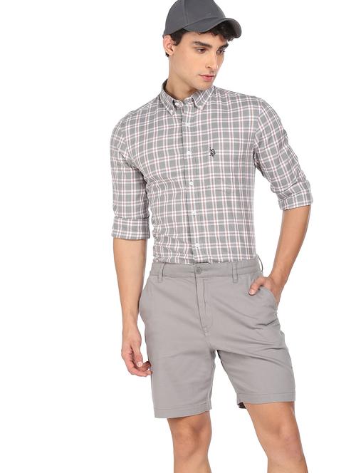 grey checkered casual shirt - 18352051 - Very Small Image - 1