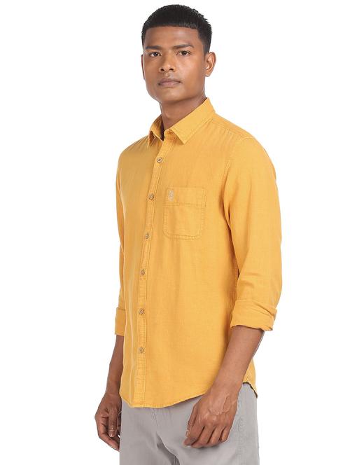 yellow solid casual shirt - 18352062 - Very Small Image - 1