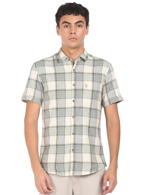 grey checked casual shirt - 18352094 - Very Small Image - 1