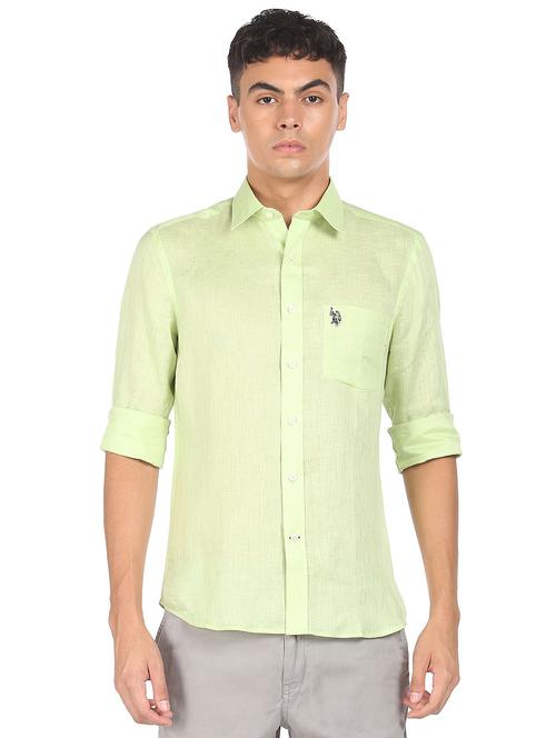 green solid casual shirt - 18352108 - Very Small Image - 1