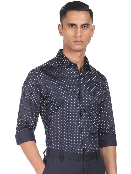 blue printed casual shirt - 18352122 - Very Small Image - 1