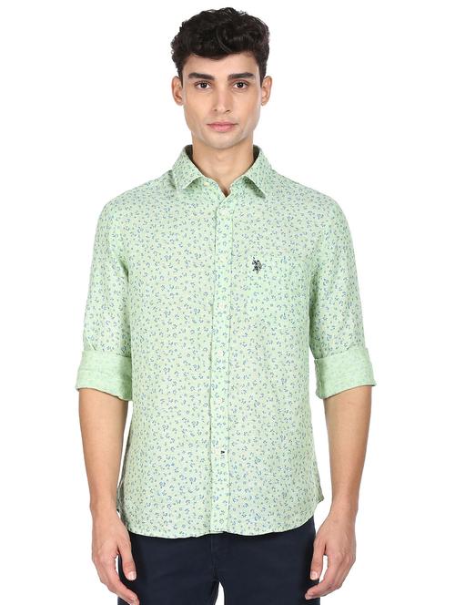 green printed casual shirt - 18352125 - Very Small Image - 1