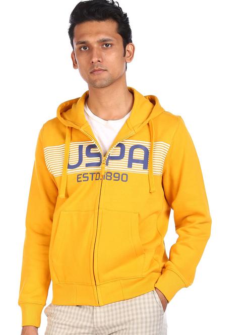 yellow chest print casual jacket - 18352300 - Very Small Image - 1