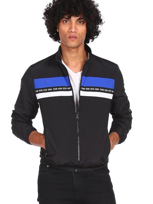black color block bomber jacket - 18352617 - Very Small Image - 1