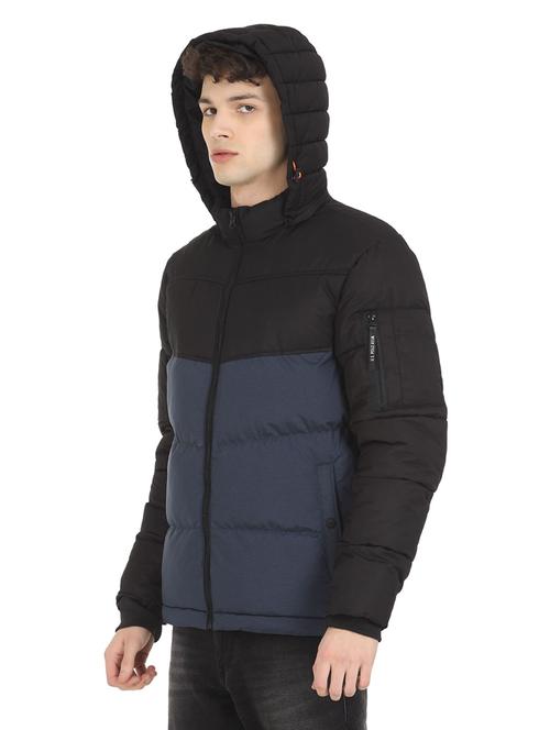 blue color block casual jacket - 18352701 - Very Small Image - 1