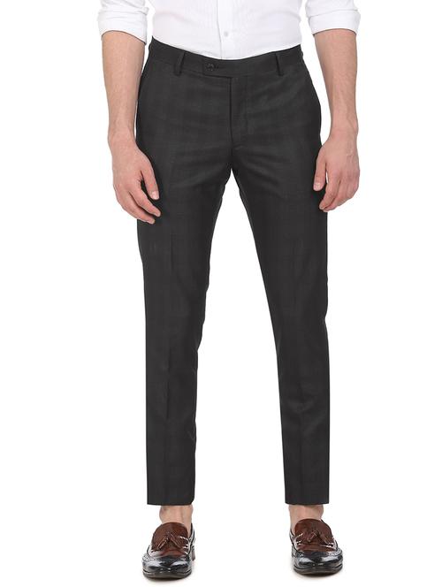 black checkered flat front formal trouser - 18352798 - Very Small Image - 1