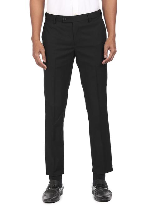 black solid flat front formal trouser - 18352804 - Very Small Image - 1
