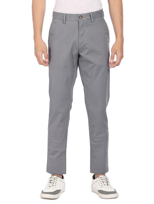 grey textured casual trouser - 18352963 - Very Small Image - 1