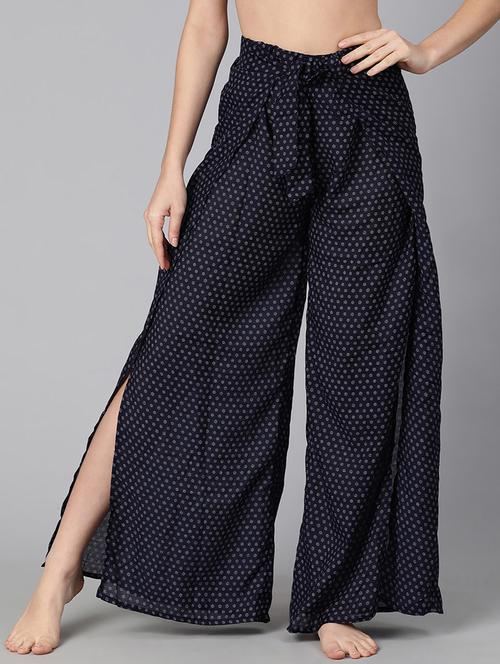 tie front printed beach wear pant - 18354424 - Very Small Image - 1