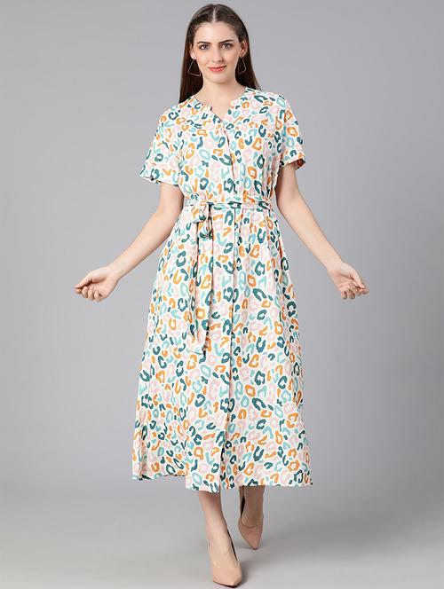 tie front printed a-line dress - 18354481 - Very Small Image - 1