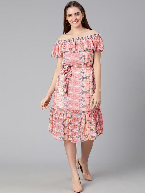 tie front printed a-line dress - 18354498 - Very Small Image - 1