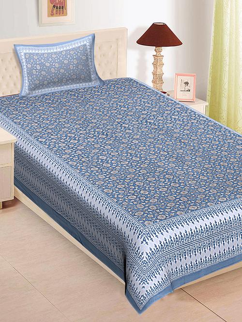texstylehome pure cotton 280 tc jaipuri print single bedsheet with pillow cover - 18354873 - Very Small Image - 1