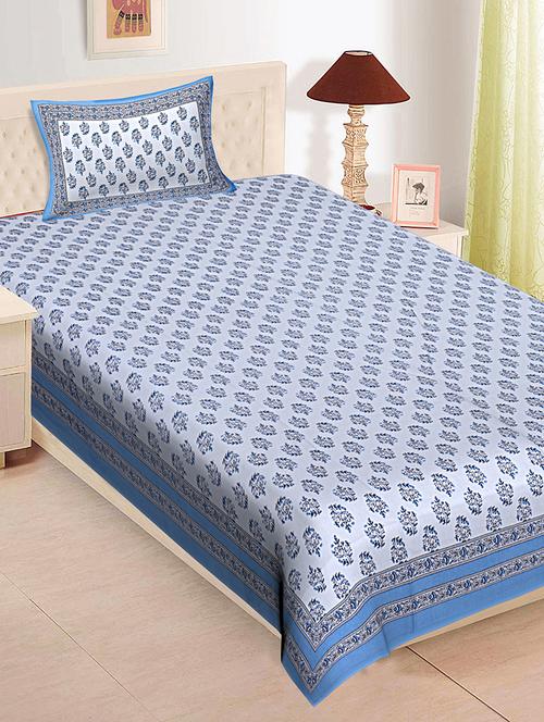 texstylehome pure cotton 280 tc jaipuri print single bedsheet with pillow cover - 18354885 - Very Small Image - 1
