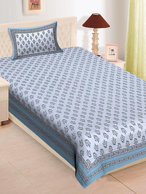 texstylehome pure cotton 280 tc jaipuri print single bedsheet with pillow cover - 18354887 - Very Small Image - 1