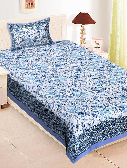texstylehome pure cotton 280 tc jaipuri print single bedsheet with pillow cover - 18354891 - Very Small Image - 1