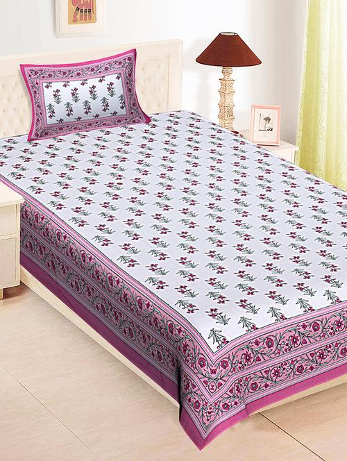 texstylehome pure cotton 280 tc jaipuri print single bedsheet with pillow cover - 18354894 - Very Small Image - 1