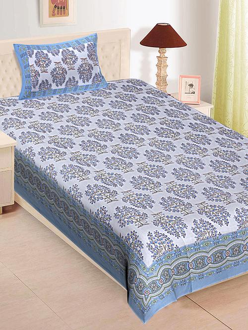 texstylehome pure cotton 280 tc jaipuri print single bedsheet with pillow cover - 18354897 - Very Small Image - 1