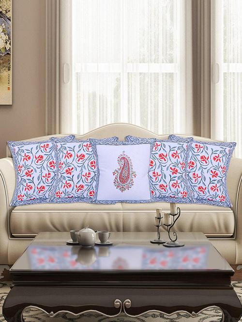 texstylehome pure cotton block print jaipuri style cushion cover for living room - 18355069 - Very Small Image - 1