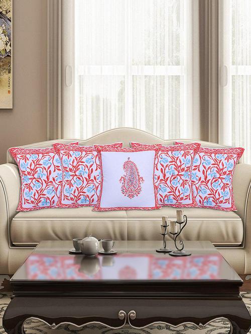 texstylehome pure cotton block print jaipuri style cushion cover for living room - 18355070 - Very Small Image - 1