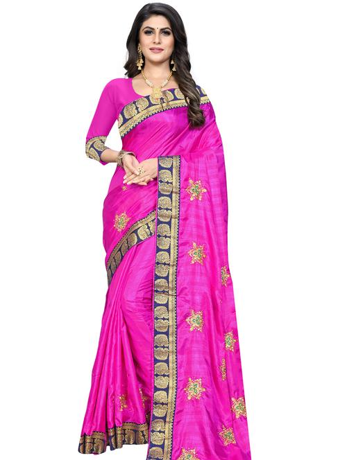 lace detailed embroidered saree with blouse - 18355092 - Very Small Image - 1