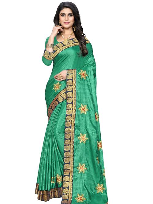 lace detailed embroidered saree with blouse - 18355093 - Very Small Image - 1