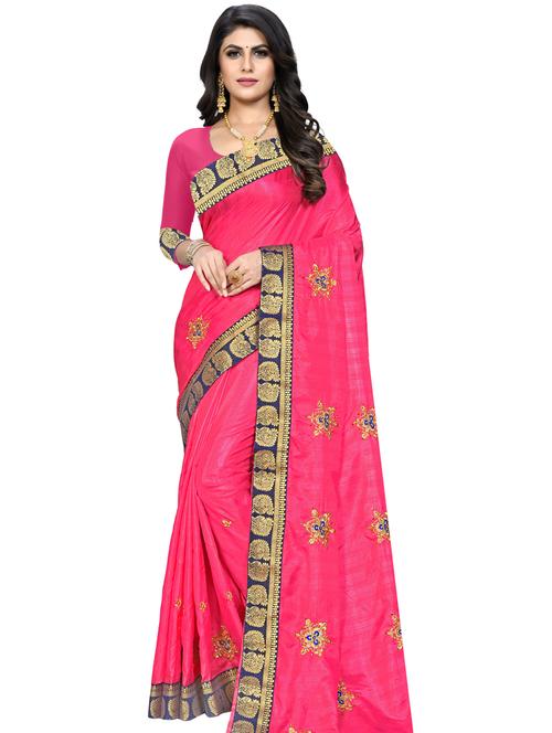 lace detailed embroidered saree with blouse - 18355096 - Very Small Image - 1