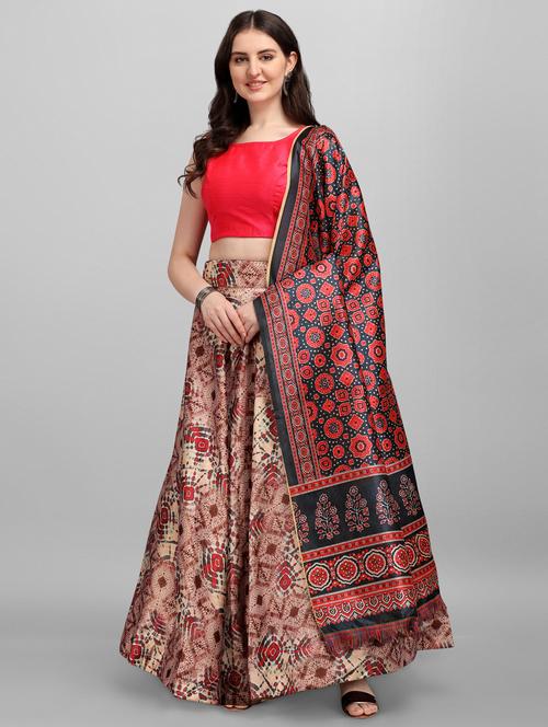 multi colored satin flared lehenga - 18355149 - Very Small Image - 1