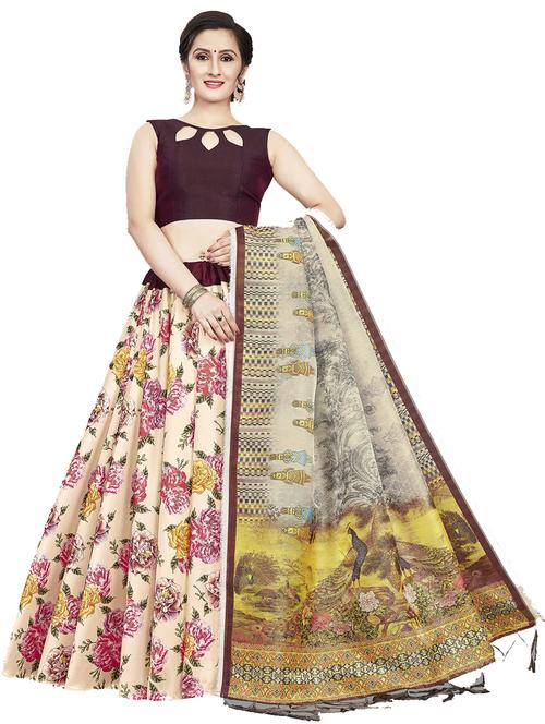off white silk flared lehenga - 18355163 - Very Small Image - 1