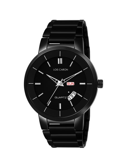 lois caron lcs-8532 original black plated day & date functioning for boys analog watch-for men - 18355228 - Very Small Image - 1