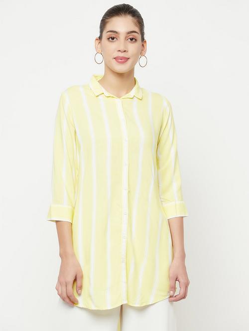 curved hem striped long shirt - 18356181 - Very Small Image - 1