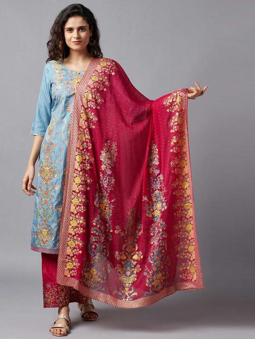 red polyester dupatta - 18356432 - Very Small Image - 1