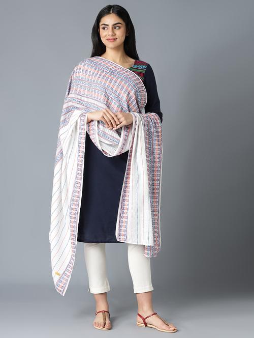 white cotton dupatta - 18356434 - Very Small Image - 1