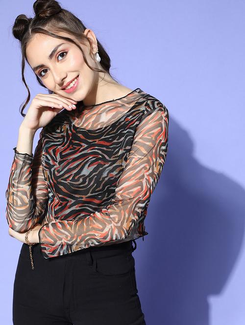 long sleeved printed regular top - 18356595 - Very Small Image - 1