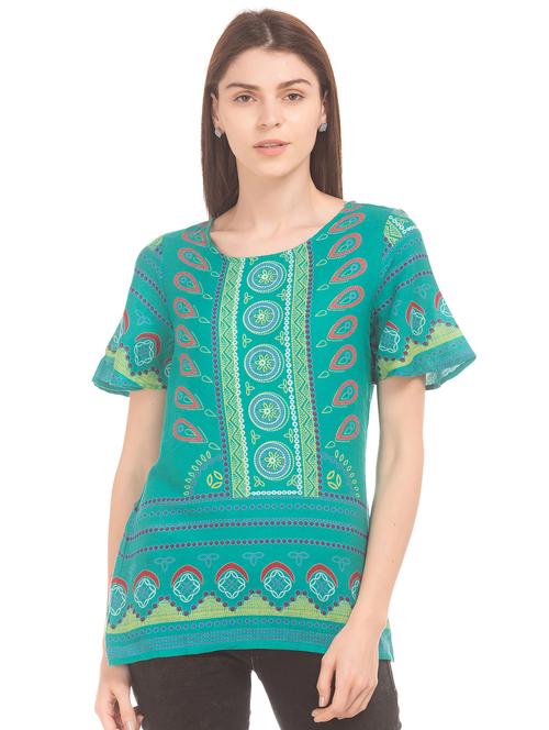 three quarter sleeved printed regular top - 18357348 - Very Small Image - 1