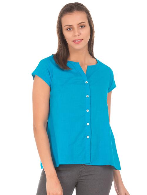 cap sleeved embroidered regular top - 18357360 - Very Small Image - 1