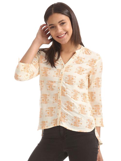 three quarter sleeved printed regular top - 18357367 - Very Small Image - 1