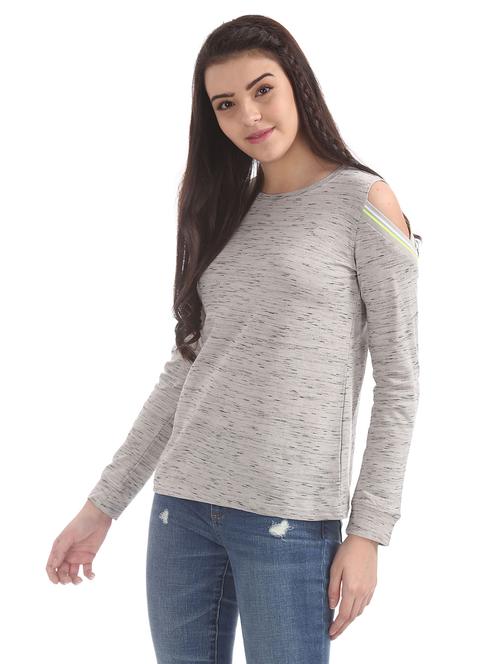 cold shoulder melange top - 18357384 - Very Small Image - 1